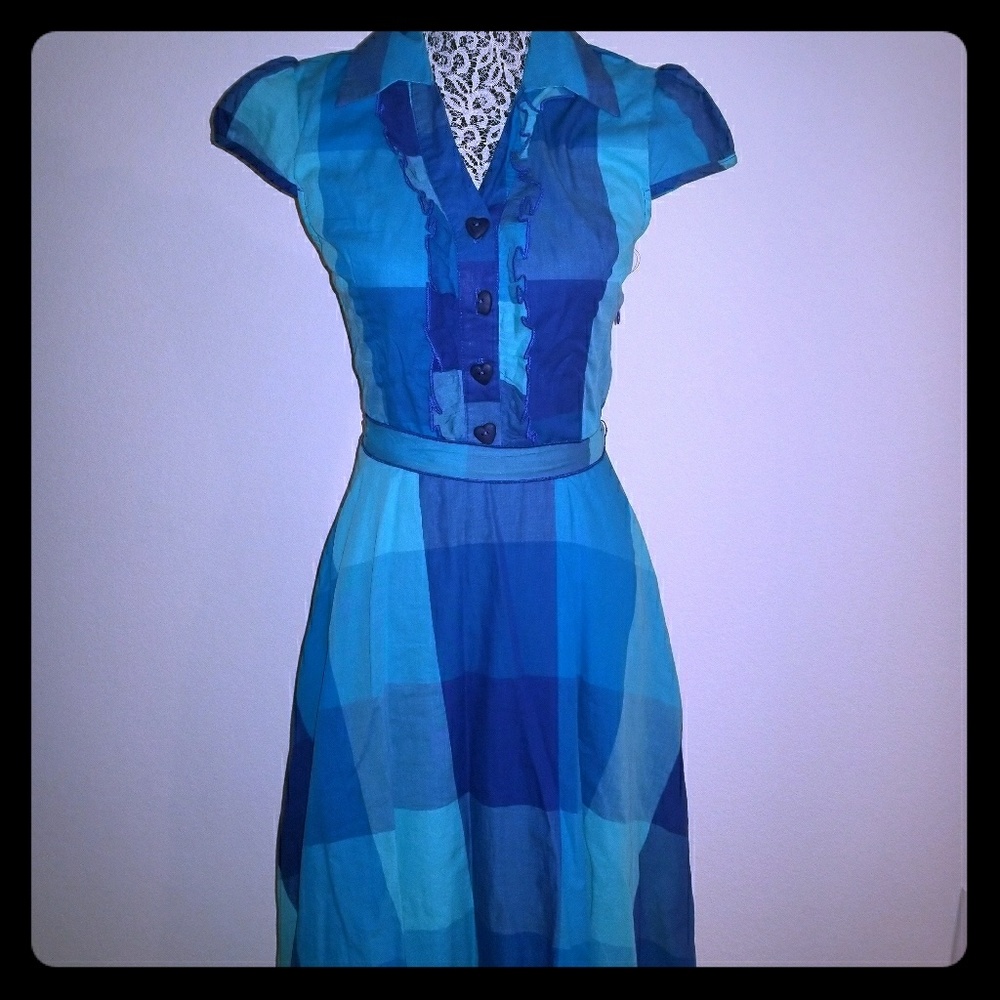Blue plaid dress